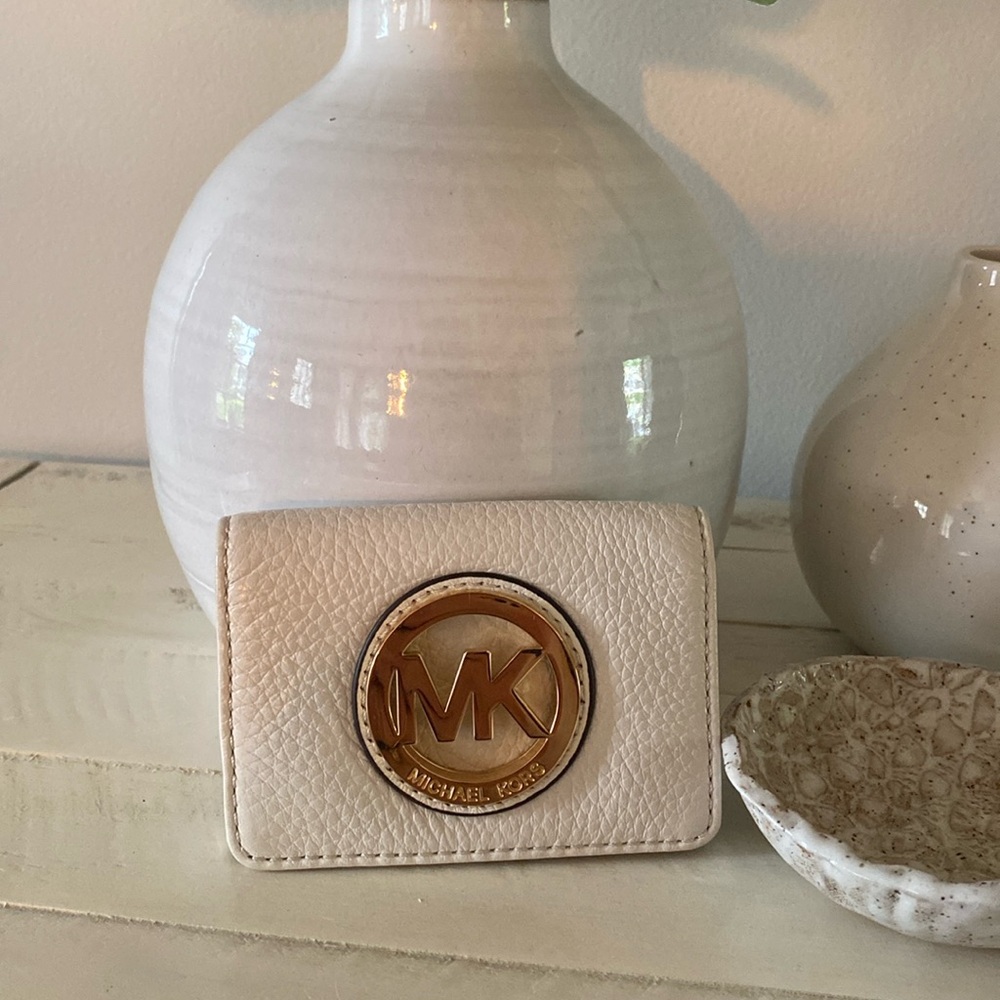 Michael Kors Cream Leather Card Holder Wallet